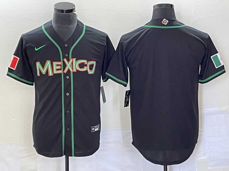 Men%27s Mexico Baseball Blank Black 2023 World Baseball Classic Stitched Jersey->2023 world baseball classic->MLB Jersey